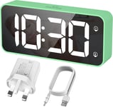 HERMIC Digital Alarm Clock Bedside Mains Powered Large Digital Led Display, Dual