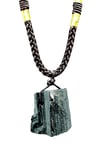 Black Tourmaline Pendant Raw Gemstone Necklace Protection Stone Corded Jewellery