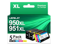 LOFBLAT 950XL 951XL Cartouche d'encre Compatible pour HP 950 XL 951 XL pour Officejet Pro 8600 8620 8610 8100 8615 251dw 8630 8640 (Noir Cyan Magenta Jaune, 5-Pack)