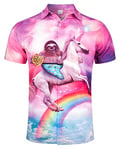 RAISEVERN Pancake Mens Shirts 3D Printed Hawaiian Funny Unicorn Sloth Funky Stag Bright Ugly Holiday Bad Taste Crazy Shirt Rave Awful Gifts, L