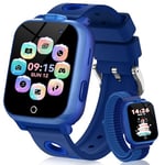 PIULAXIU Montre Connectée Enfant, Smartwatch Téléphone avec 13 Réveils d'habitudes, Livres Audio, 30 Jeux, Appel, SOS, Mode école, Appareil Photo pour Cadeau garçons Filles (Bleu)