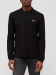 Lacoste Long Sleeve L.12.12 Pique Polo Shirt - Black, Black, Size 4Xl, Men