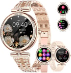 Montre Connectée Femme 1.19" Amoled Bluetooth Appels Diamond Montre Femme Connectée Fitness Activity Tracker Fréquence Cardiaque Sommeil Moniteur Argent Acier Smartwatch Pour Android Ios