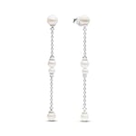 Pandora Timeless Boucles d’oreilles pendantes en argent sterling avec perle de culture d’eau douce traitée blanche