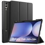 TiMOVO Coque pour Samsung Galaxy Tab S10+ Plus 2024/S9 Plus 2023,Housse de Protection Arrière en TPU Souple avec Support pour S Pen pour Galaxy Tab S10+/S9+ 12.4 Pouces, Auto Réveil/Sommeil, Noir