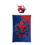 Herding Parure de Lit Spiderman, Taie d'Oreiller 80 x 80 cm motif réversible, Housse de Couette 135 x 200 cm, avec Fermeture à Boutons, 100% Coton