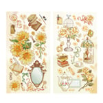 2 st Vintage Scrapbook Stickers Blommor Guldpläterad Bearbetning Papper Lätt att Applicera Långvarig Estetisk Sticker för Journal Gul