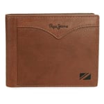 Pepe Jeans Jacket Portefeuille avec Porte-Monnaie Marron 12,5 x 9,5 x 1 cm Cuir by Joumma Bags, Marron, Talla única, Portefeuille avec Porte-Monnaie