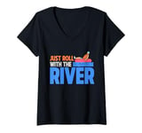 Womens Just Roll With the River Tubing V-Neck T-Shirt