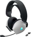 AW720H Casque Gaming Sans Fil - Dolby Atmos, Audio Haute Résolution, Bimode, RGX AlienFX, 30h d'Autonomie - Lunar Light