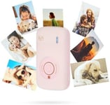 Cp2100 Mini Imprimante Portable À Sublimation Thermique Avec 10 Feuilles De Papier Photo, Imprimante Photo Mobile Rose Bluetooth 5.0 Sans Fil, 300 Dpi