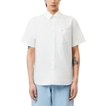 Lacoste Mens Shirts Short Sleeve Cotton Casual Tops - White - Size Medium