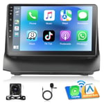 Podofo 2+32G Poste Radio Voiture pour Ford Fiesta 2009-2014 avec Apple Carplay sans Fil, Autoradio 9 Pouces Android avec écran, Bluetooth, Android Auto, WiFi, GPS, RDS + Caméra de Recul & Microphone