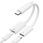 AXFEE 2-In-1 Type C to Type C 27W Fast Charging and Lightn-ing Headphone Plug, Compatible with iPhone 15/Pro/Max, Compatible with Samsung Galaxy S23/S22/S21/S20/Pixel 7/6/Huawei Mate 40/Mate 60/P30