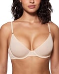 INLYRIC Soutien Gorge Transparent avec Armature Souple Decollete Plongeant Femme Beige 95D