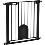 Barrière de sécurité animaux de 76H cm barrière chien chat avec porte fermeture automatique système de double verrouillage fixation par pressionde de