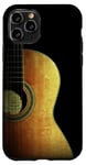 Coque pour iPhone 11 Pro Guitare acoustique – Design guitariste en bois marron/doré