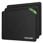 TECKNET 3 Packs Tapis de Souris, 27x21 cm Tapis de Souris Gamer Mousepad avec Base en Caoutchouc Imperméable et Antidérapante pour PC Bureau, Travail, Ordinateur Portable, Ordinateur, Maison-Noir