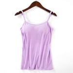 Vadderad mjuk BH Linne Spaghetti Camisole med inbyggd Light Purple XL