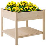 Elevated Garden Planting Bed Stand Outdoor Flower Box w/ Shelf