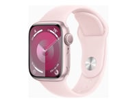 Apple Watch Series 9 (Gps) - 41 Mm - Rosa Aluminium - Smart Klocka Med Sportband - Fluoroelastomer - Ljusrosa - Bandstorlek: M/L - 64 Gb - Wi-Fi, Bluetooth, Uwb - 31.9 G