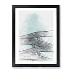 Sketching The Architecture Vol.33 Modern Framed Wall Art Print, Ready to Hang Picture for Living Room Bedroom Home Office Décor, Black A3 (34 x 46 cm)