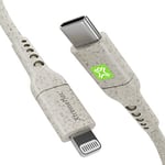 XtremeMac USB-C vers Lightning câble biodégradable, emballé FSC® EKO, 1 m, Charge Rapide iPhone 13/13 Pro Max 12/12 Pro Max/12 Mini/11/11 Pro/SE 2020/XR/XS/X/8, AirPods, iPad, Blanc