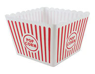 Popcorn' Large White & Red Plastic Holder (22.5 x 17.5 x 15.2 cm) 1 Piece - Reusable & Stylish Printed Stripe Design, Perfect for Group Gatherings & Retro Movie Nights