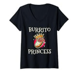 Womens Burrito Princess Mexican Food Burritos Cinco De Mayo V-Neck T-Shirt