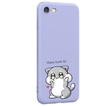 Coque violet Iphone 7 8 et SE 2020 et 2022 chat kawaii