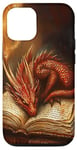 iPhone 12/12 Pro Aesthetic Gothic Red Dragon Reading Book Painting Bookish Case