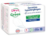 Love & Green Serviettes hygiéniques, écologiques et hypoallergéniques - certifiées Ecolabel et Dermatest - "NUIT" x 10 : Sans colorant, parfum, allergènes (pack of 1)