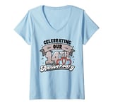 Womens 14th Wedding Anniversary Celebrating 14 Years Matching Gift V-Neck T-Shirt