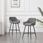 Lot de 2 tabourets de bar chaises en velours,Siège rembourrée, pieds en métal,tabouret. chaises à manger, bars, jambes métalliques-gris - Jymtom