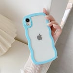 QLTYPRI Case for iPhone X/iPhone Xs, Cute Curly Wave Frame Clear Case for Girls Women, Transparent Soft Silicone TPU Bumper Shockproof Protective Phone Cover for iPhone X/XS - Sierra Blue