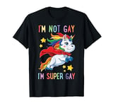 LGBTQ Unicorn Super Gay Pride LGBT Ally Rainbow Flag Retro T-Shirt