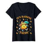 Womens It's Raining Tacos Funny Taco Lovers Kids Girls Boys & Adult V-Neck T-Shirt