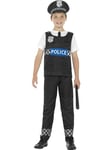 Smiffys Boys Police Officer Costume, Black & White Cop Police Officer Outfit with Top, Trousers & Hat, Ideal for Cops and Robbers Fancy Dress & Police Officer Kids Role Play, Age 10-12