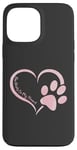 Coque pour iPhone 13 Pro Max Rose aquarelle patte de chien cœur citations chiens femmes filles