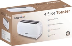 Infapower Cool Touch 4 Slice Toaster Long Slot with 7 Levels of Browning - X552