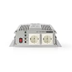 Nedis Power Inverter Modificeret sinus | Indgangsspænding: 12 V DC | Enhedens strømudgangsforbindelse: Type F (CEE 7/3) | 230 V AC 50 Hz | 1000 W | Peak-effekt: 2400 W | Batteriklemmer | Sølv