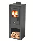 Poêle À Bois Acier Verre 7 KW Avec Porte Bois cm 33x36x93h Anthracite Ekl 050