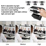 1080P HD Webcam With Adjustable Ring Light And Microphone Wide Angle Camera New