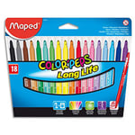 Maped Pochette de 18 feutres coloriage Color Peps Longlife - pointe moyenne coloris assortis