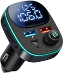 Transmetteur Fm Bluetooth, Adaptateur Bluetooth Voiture Pd 30 W Et Qc 3.0, Prise Allume Cigare Bluetooth 5.3 Avec Affichage Led, Emetteur Bluetooth Voiture Appels Mains Libres Écoute De Musique