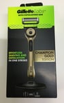 #GILLETTE LABS MEN'S CHAMPION GOLD EDITION RAZOR WITH EXFOLIATING BAR & STAND/S5