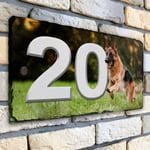 Alsatian House Number Slate Name Gate Sign Plaque Door Personalised  Plate SL02