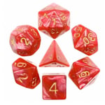 7 st tärningar Rollspel Red Pearl (Gold Font)