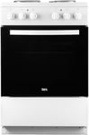 SIA ESXB60W Freestanding Electric Cooker Oven, 60cm Wide, 4 Zone Plate Hob, 2