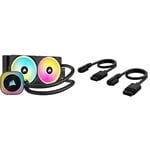 Corsair iCUE LINK H100i RGB Liquid CPU Cooler Bundle - 240mm AIO - Two QX120 RGB Fans - iCUE LINK System Hub - iCUE LINK Slim 200mm Straight/Slim 90° Cables - Black